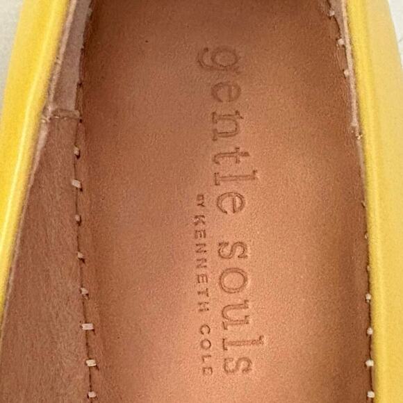 Gentle Souls by Kenneth Cole Butter Yellow Leather Wedge Espadrilles Sz 11M - Picture 10 of 11